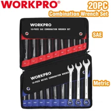 WORKPRO 20PC 2-IN-1 Combination Wrench Set SAE Metric 12-Point Wrenches W/Pounch