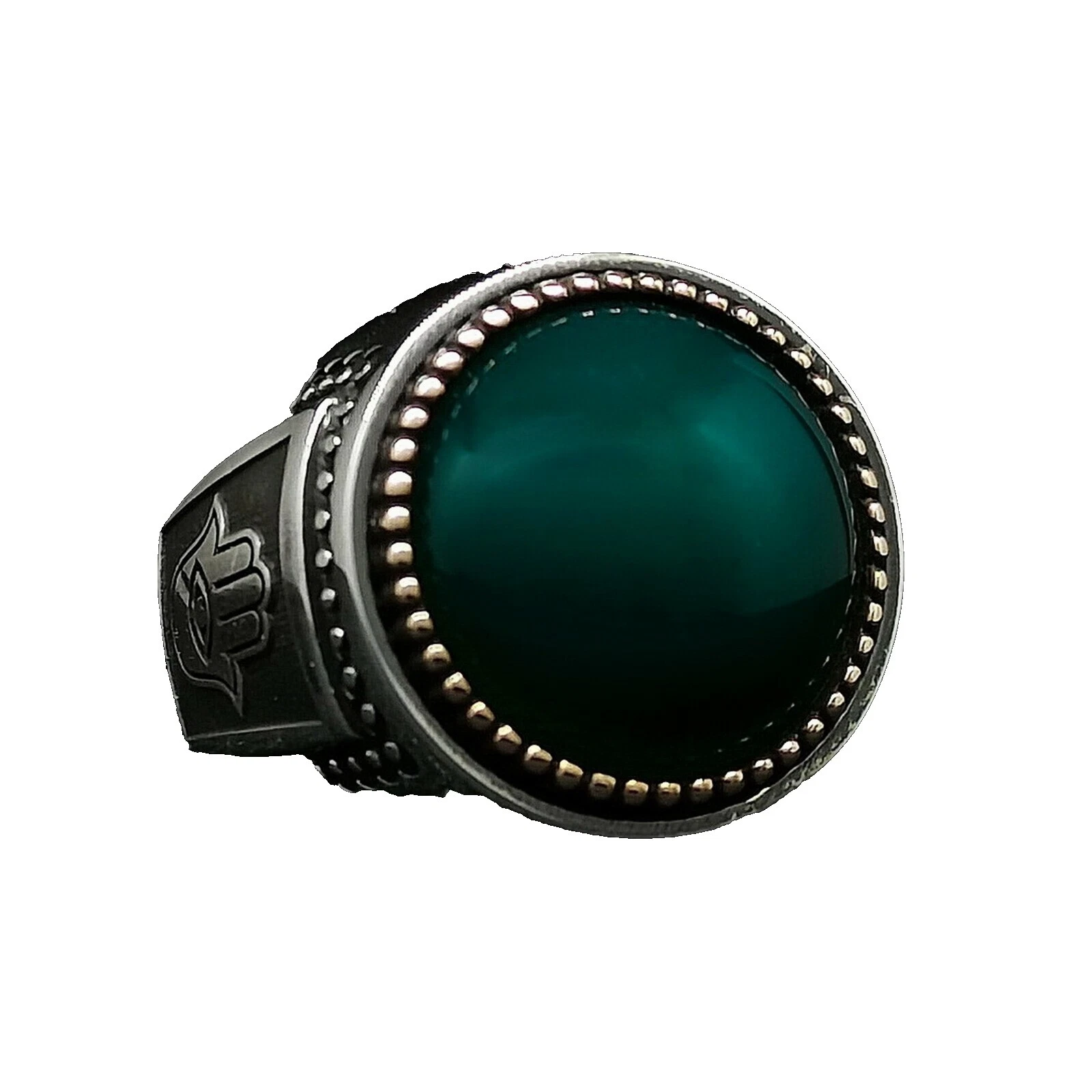 Anillos de plata esterlina de piedra de jade para hombre