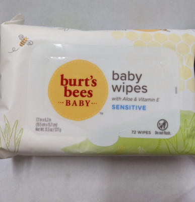 2 PACK Burt's Bees Baby Sensitive Skin Wipes Unscented Natural Baby Wipes 72 ct