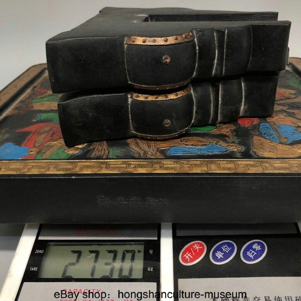 12.2 " Old Chinese Black Old Man Ink block Painting Hundred subgraphs