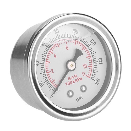 Régulateur de carburant rempli de liquide jauge de pression visage blanc 0-160 psi 1/8ème barre Npt - Photo 6/9