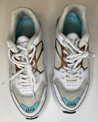 Nike Shox Enigma Aura Green, White, Gold, Cream BQ9001-100 Women s Size 8.5 Read