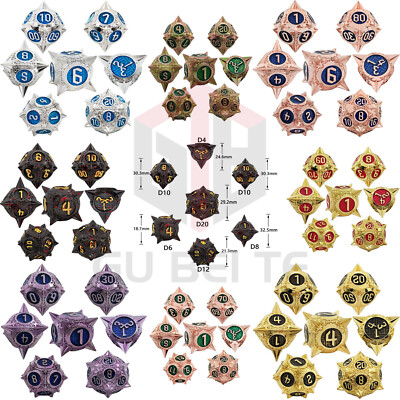 Stern Meteor Hammer Serie Würfel 7 Stück Set Metall Spiel Würfel D4-D20 RPG DND