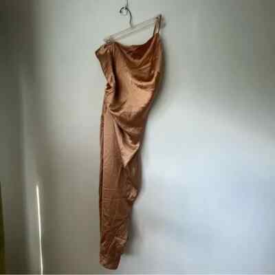 Petal & Pup Luella Gold Satin One Shoulder Maxi Dress 4