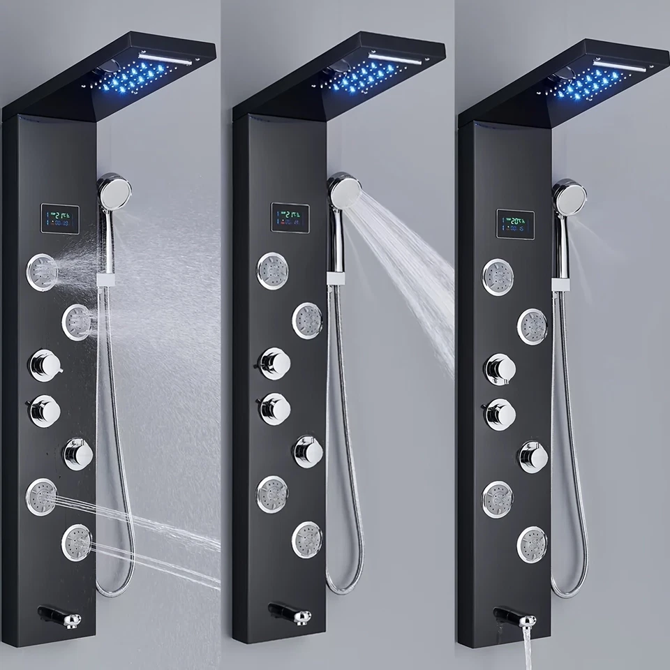 Multifunktionales Dusche Leiste LED Duschsystem Handbrause Regenfall Edelstahl - Bild 4 von 4