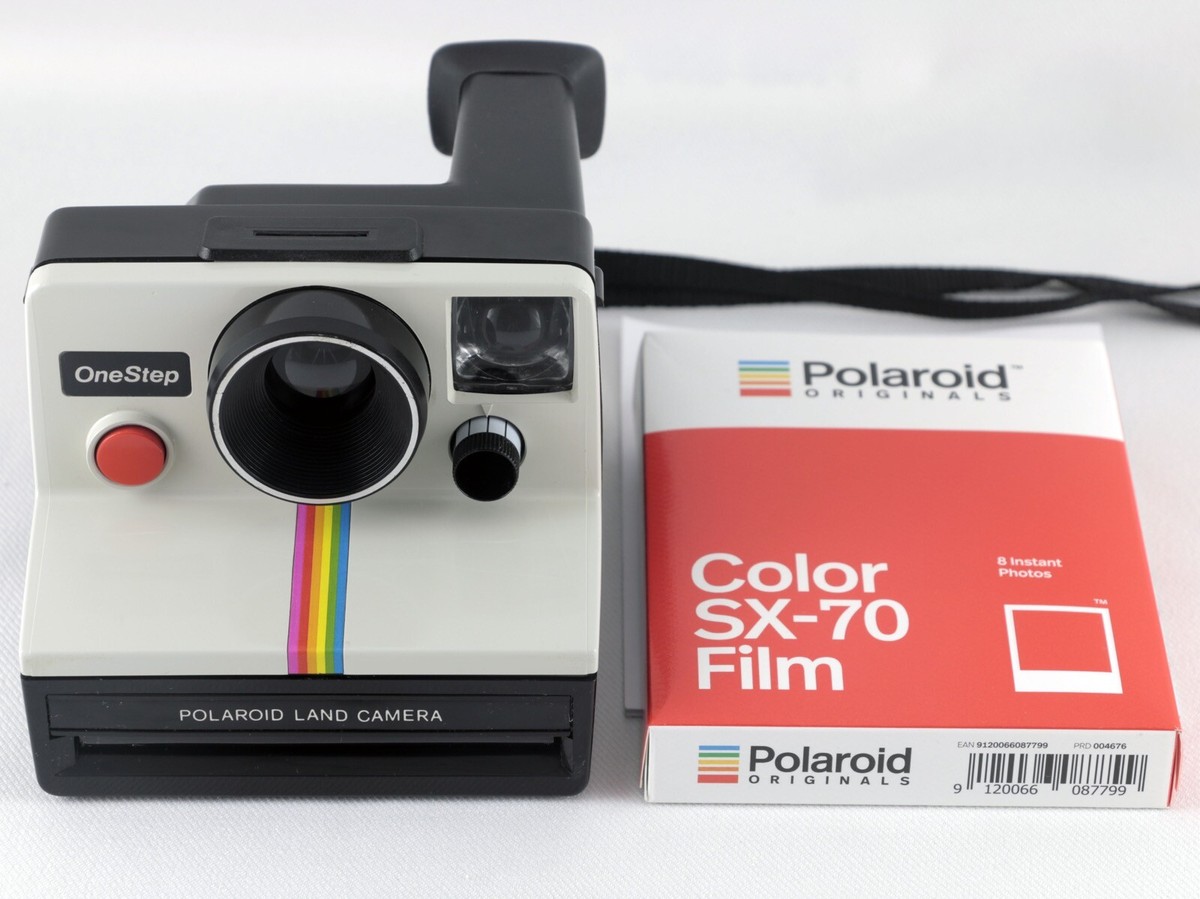 Vintage Polaroid SX-70 OneStep White Rainbow Stripe Instant Vintage Polaroid SX-70 OneStep White Rainbow Stripe Instant