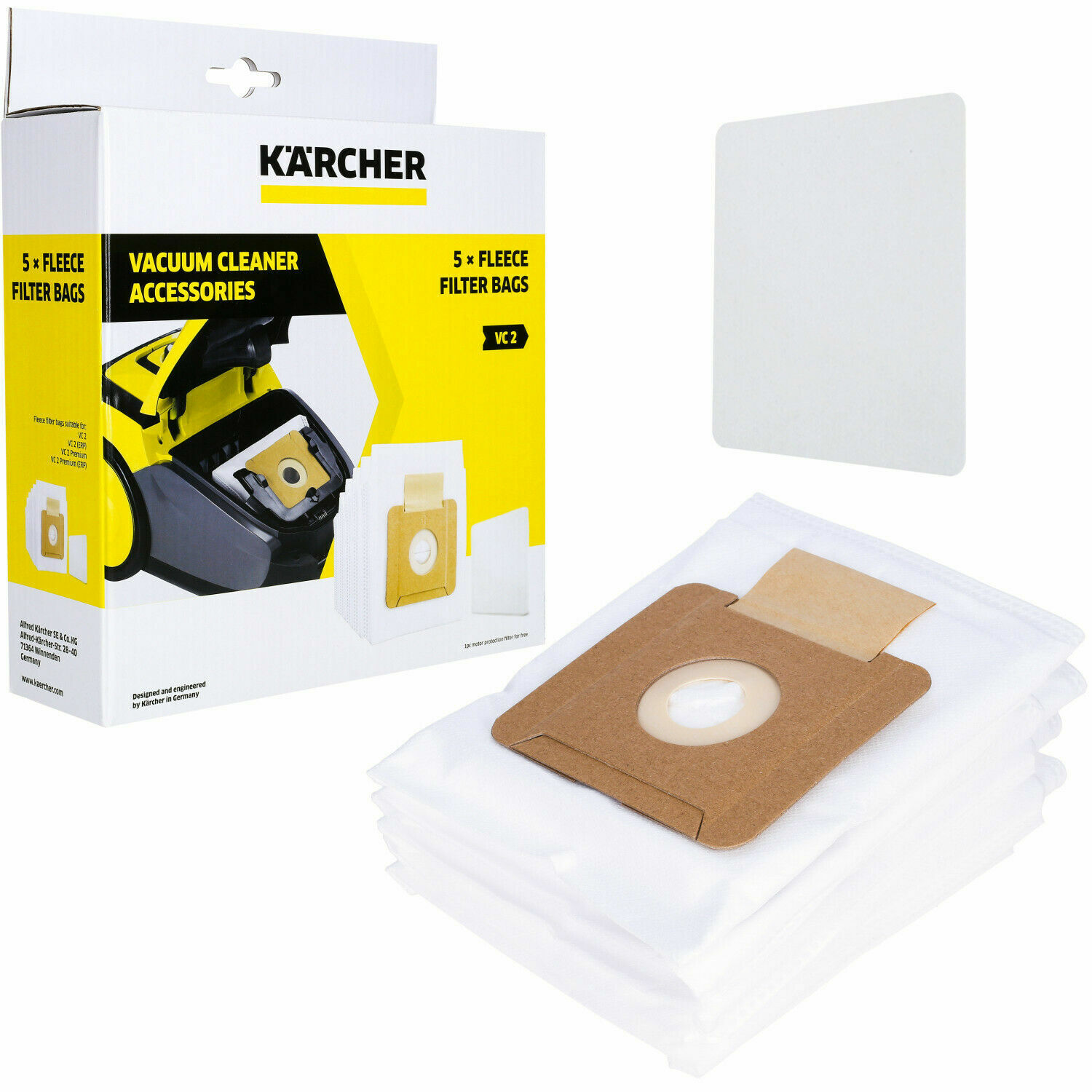 5 sacchetti per aspirapolvere originali 2.863-236.0 per Karcher VC 2 Premium