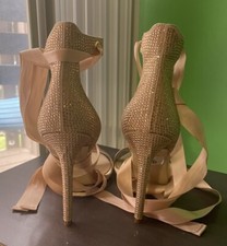Aldo Rose Gold Heels Women  s 7 Mirilian Sparkling Ribbons