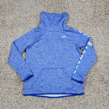 Under Armour Sweatshirt Womens Small Blue White Spell Out Sweater Coldgear A8