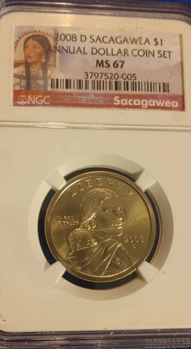 2008 D $1 NGC MS 67 SACAGAWEA DOLLAR FROM ANNUAL DOLLAR SET. 