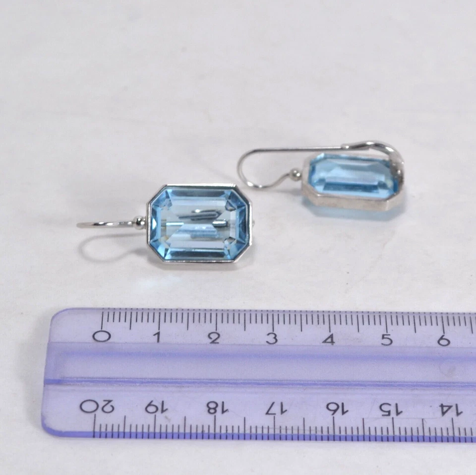 ORECCHINI ARGENTO 925  CRISTALLI  AZZURRO  OTTAGONALI  RODIATI         AGHT 0881 - Immagine 3 di 3