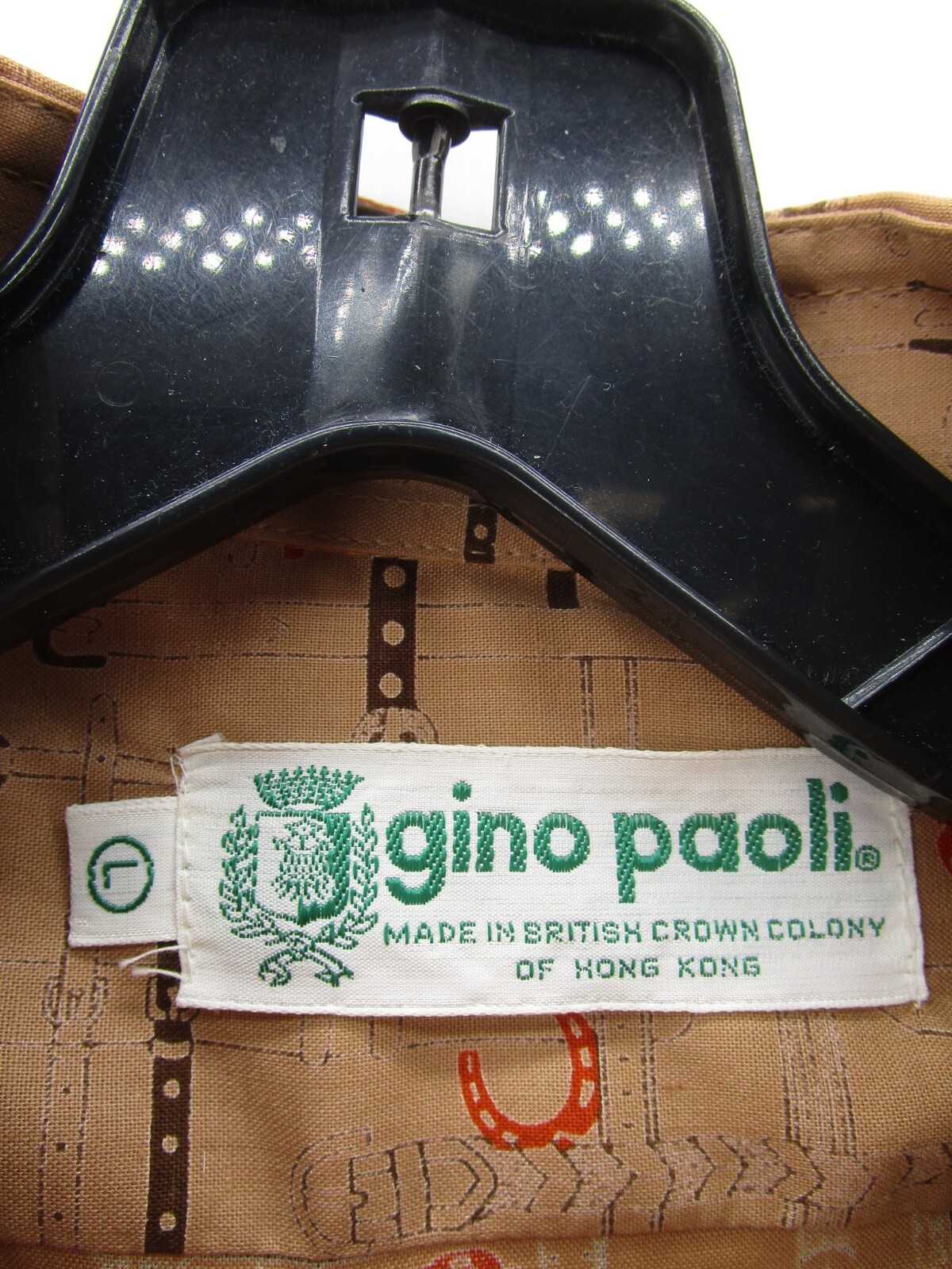 VINTAGE Gino Paoli Shirt Men Large Brown Button Down Equestrian Horses 90s 80s