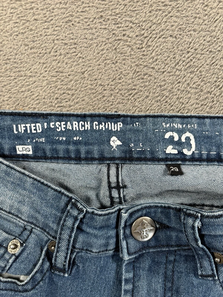 LRG Lifted Research Group Jeans Womens Blue Skinny Ribbed Biker 28x28 Stretch Foto 4 de 4