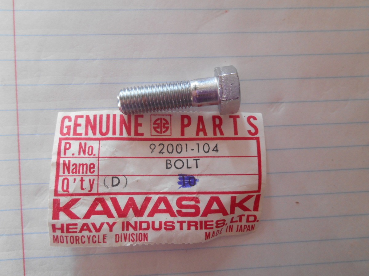 ニッキー No.1234、1236、1237、1239、1242、1243 NOS Kawasaki OEM 72-75 H1 H2 73-75 Z1 74-75 S3 HEX HEAD BOLT