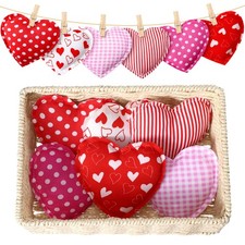 12 Pieces Valentine Hanging Fabric Heart Shaped Ornaments Fabric Valentine Ornam