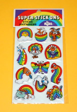 Vintage 1980's RUSS Super Stick Ons PUFFY Stickers Rainbows Butterfly NEW NOS
