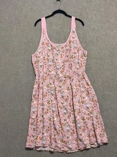 J for Justify Dress Womens 2X Pink Floral Sleeveless Tank Summer Casual Sundress