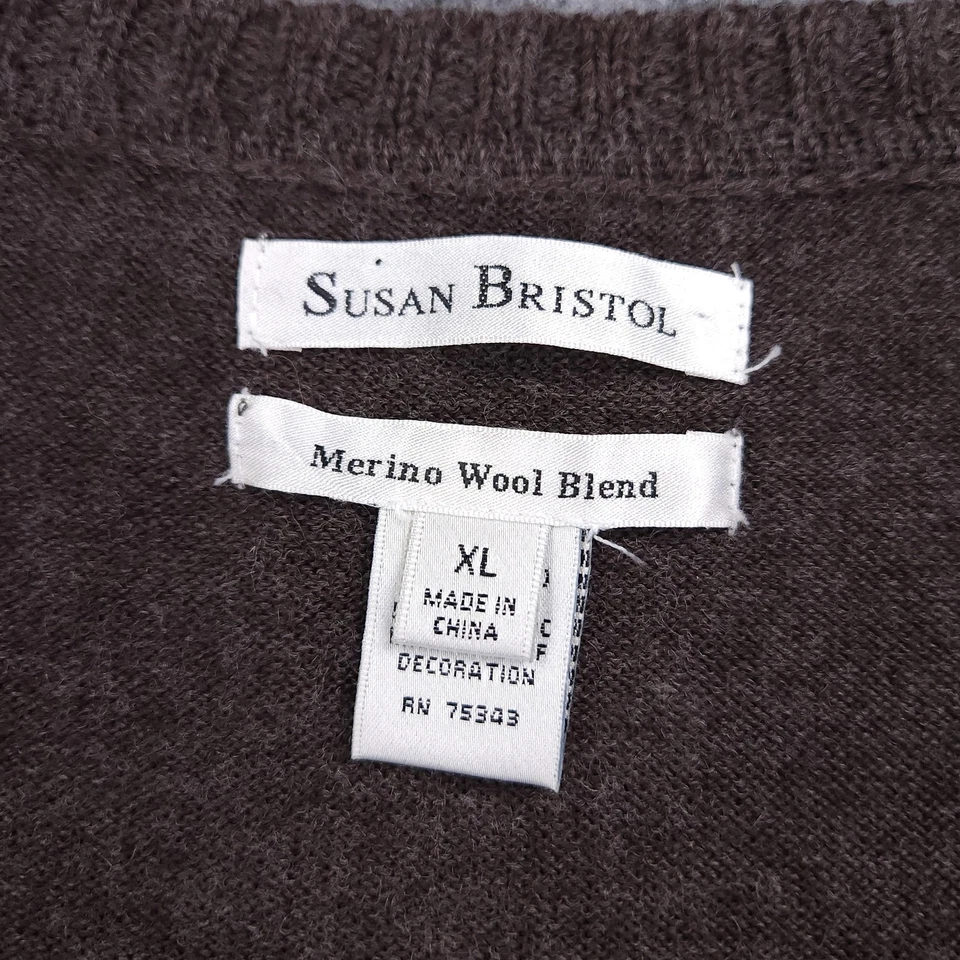 Suéter para mujer Susan Bristol XL mezcla de lana merino cinturón frente abierto cárdigan Foto 4 de 4