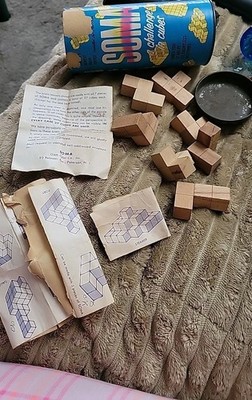 vintage RARE version 1960s Soma cube puzzle game w instructions Complete