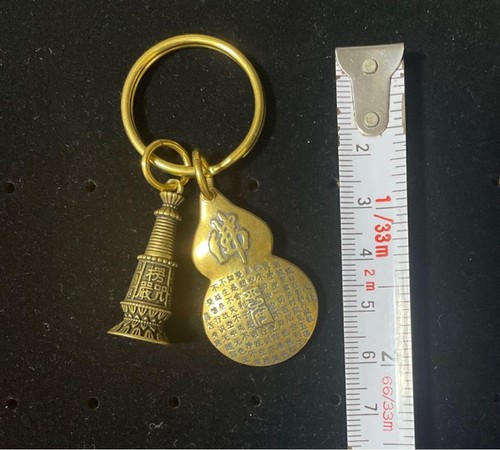 Brass Kannon Bodhisattva Keychain Buddhist Sutra Charm Amulet Japan - Picture 4 of 4
