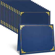 Certificate Holders, 12 Pack Navy Blue Diploma Holders with Gold Foil Border, Ce