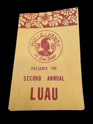 Vintage Hui O Hawaiʻi Of San Diego Luau Program 2nd Annual Event Ephemera