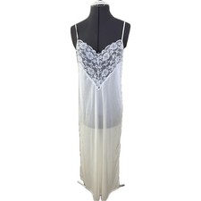Vintage Sears Women  s Lace Full Slip Dress Night glow Size Small Ivory Cream USA