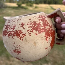 Vtg Ransburg Pottery Ceramic Pitcher Jug Vase Sculptural Distressed Still Life