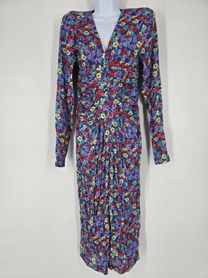 Rotate Birger Christensen Heather Gathered Floral-print Crepe Midi Dress Size 2
