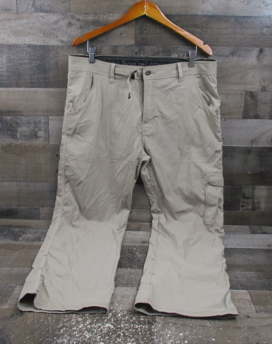 Prana Zion Pants Mens XL Nylon Cargo Outdoor Hiking Snap Side Vents Lightweight