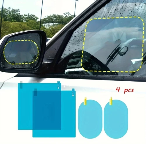 4pcs Car Rearview Mirror Protective Film Anti-Fog Rainproof Waterproof Stickers