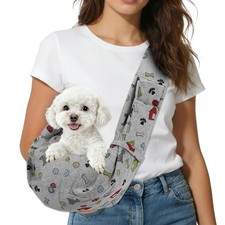 Dog Sling Carrier for Small Pet Adjustable Buckle with Pocket Gray