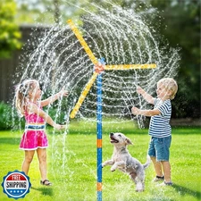 VATOS 57" Windmill Water Sprinkler Outdoor Yard Toy for Kids, New Upgrades 36