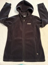Columbia Kids Black Fleece Full-Zip Hooded Hoodie Jacket w/ Pockets Size L