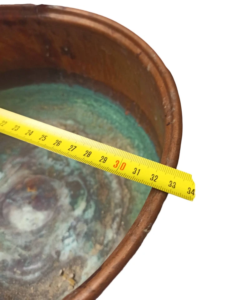 Ancien grand chaudron en cuivre XIXe siècle vintage pour déco ou collection - Photo 4/4