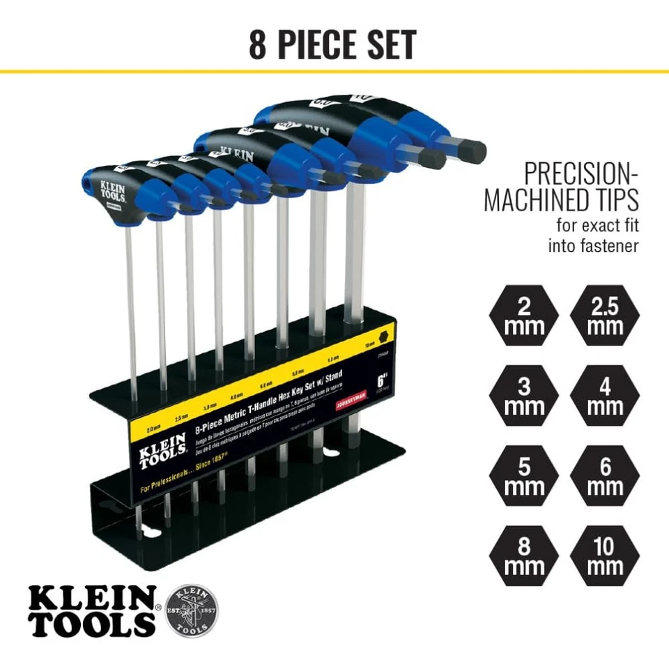 Klein Tools 6 Inch Dual Material T Handle Hex Key Wrench Set With Metal Stand - Image 3 of 4
