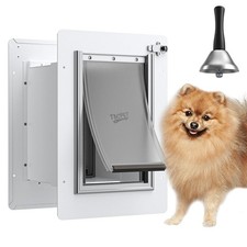 Pet Door for Wall - Steel Frame, Telescoping Tunnel  Double Silicone Flaps D...