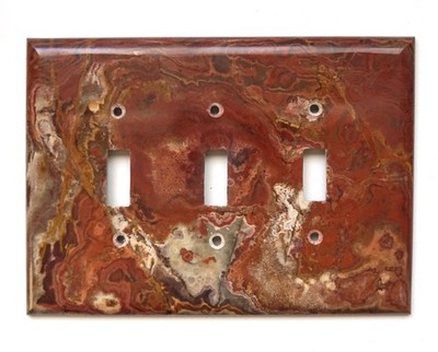 RED & GOLD ONYX - Triple Toggle Switchplate (Rm07) - NEW ITEM!