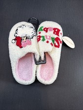 Plush Cozy Holiday Santa Slide In Slippers Size Small NWT