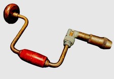 Vintage Ratcheting Brace Hand Drill Made in USA Wood Handles Antique Tool