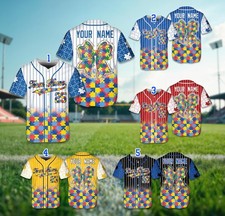 Custom Rainbow Puzzle Pieces Coquette Bow Autism Warrior Hockey Jersey