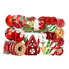 86pcs Christmas Tree Balls Ornaments, Shatterproof Plastic Red Green White