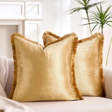 Gold Pillow Covers Gold Velvet Throw Pillow Covers Decorative 18x18 Set of 2 ...