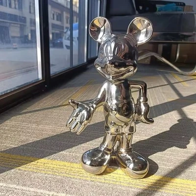 Mickey Maus Figur Disney 20 cm Silber - Dekoration Statue Harz Glas Cartoon - Bild 1 von 3