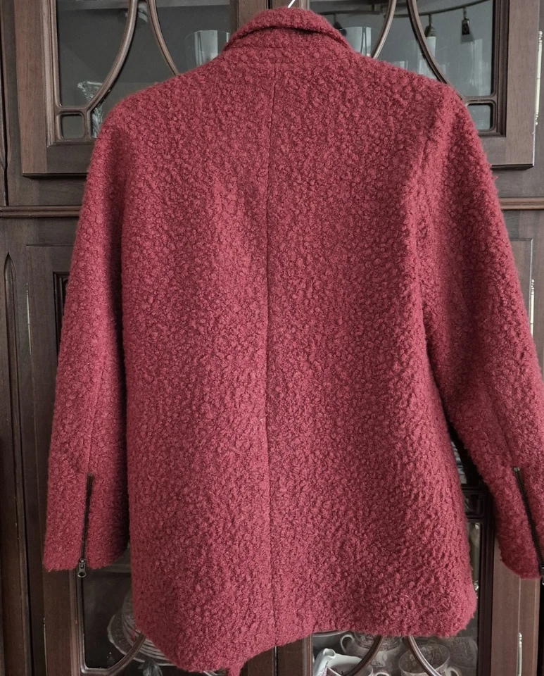 Damen Jacke modische Wolljacke von "KAFFE" Bouclejacke warmes rot Gr. 38  -top! - Bild 3 von 4