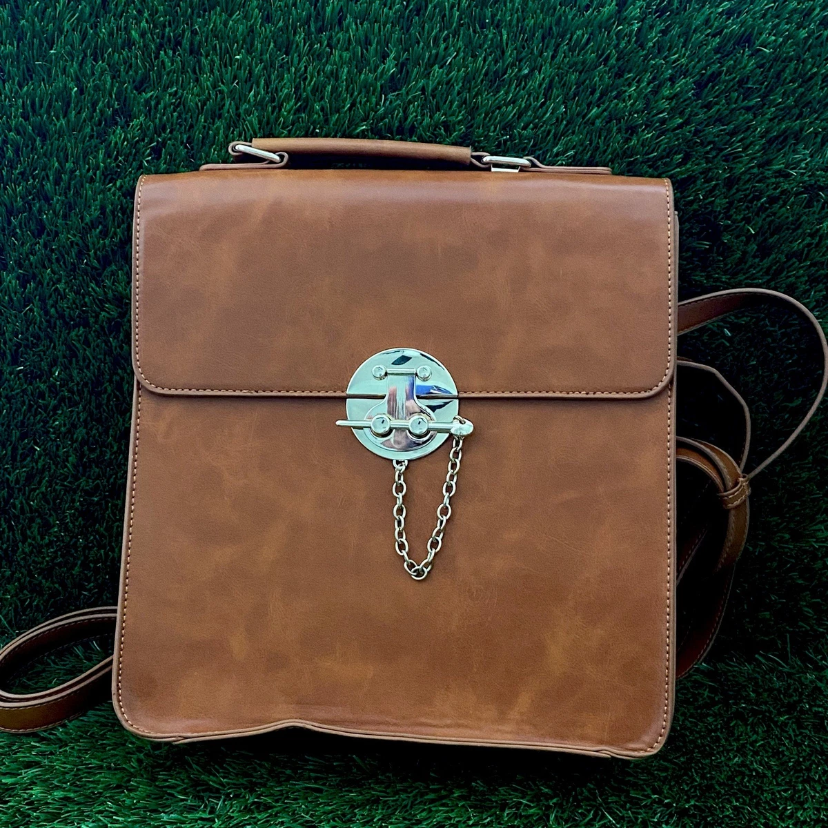 Ecosusi Cornelia Structured Satchel - Vintage Style – Vegan Leather w/ Gold Lock Ecosusi Satchel/Top Handle Bag Handbags & Bags for Women for  main image 3