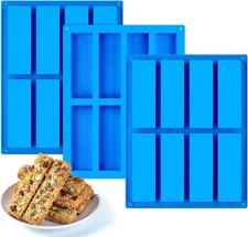 3 Pack Granola Bar Mold, 8 Cavity Rectangle Silicone Bar Mold For Baking Bar,