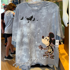 2025 Disney Parks Halloween Mickey Mouse Skeleton Tie Dye T Shirt Size XL New