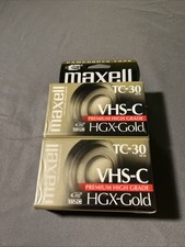 2 Pack Maxell TC-30 VHS-C HGX-Gold Camcorder Video Cassette Tapes Sealed Premium