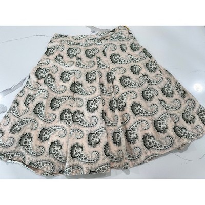 Noa Noa Miss Barbary Pink Green Paisley Pleated A-Line Skirt XS Boho Vtg